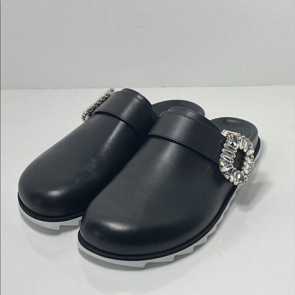 Roger Vivier Slidy Crystal-buckled Leather Backless Loafers size 37 - Picture 5 of 14